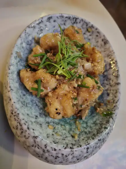 Garlic butter prawns at Miti, Dubai